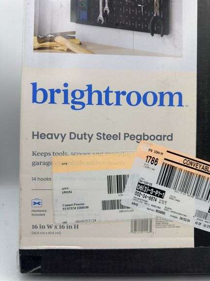 16" Square Metal Pegboard - Brightroom™: Wall & Garage Storage Organizer, Carbon Steel, Black, 100 lb Capacity