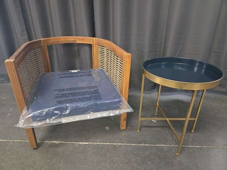 Modern Chair with Cushion & Side Table