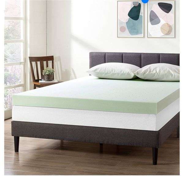 4 Inch Ventilated Memory Foam Mattress Topper with Calming Green Tea Infusion, CertiPUR-US Certified, KING