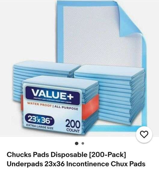 Chucks Pads Disposable [200-Pack] Underpads 23x36 Incontinence Chux Pads