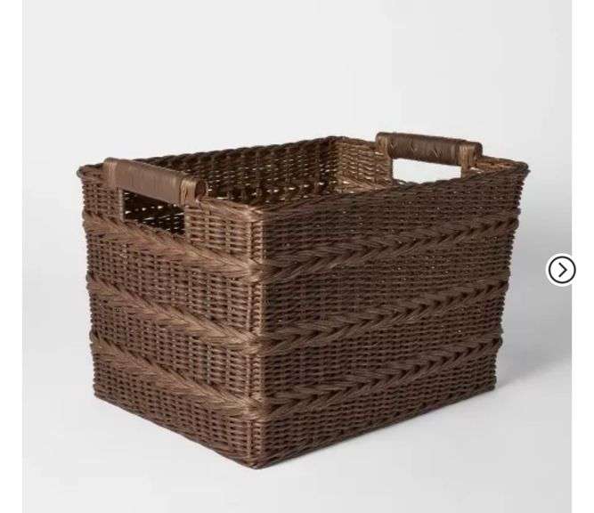 Rectangle Rattan Decorative Basket Dark Brown - Threshold™ designed with Studio McGee: FSC Certified Wicker Storage, Spot Clean