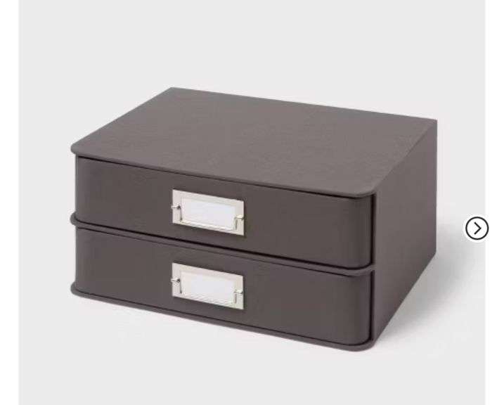 2 Drawer Decorative Fabric Box Charcoal - Brightroom: Rectangle, Paper & Polyester, Spot Clean, 6"x10"x13" AND Medium Decorative Fabric Box Charcoal - Brightroom™: Rectangle Storage, 7" H x 13" D x 10