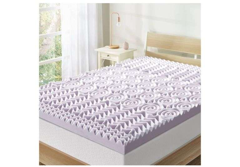 3 Inch 5-Zone Memory Foam Mattress Topper, Soothing Lavender Infusion, Dorm Essentials, Twin