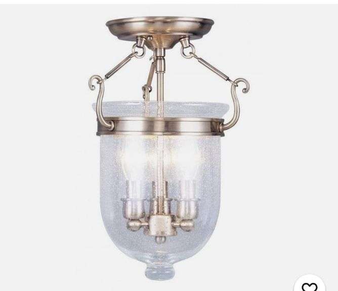 Livex Jefferson 3 Light 10 inch Antique Brass Semi-Flush Mount Ceiling Light