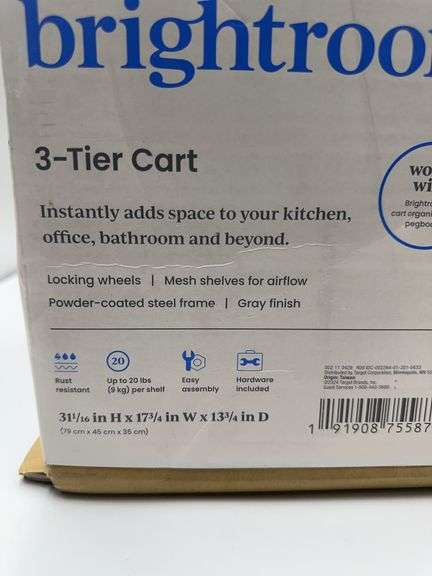 3 Tier Metal Utility Cart - Brightroom™