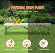 VEVOR Plastic Folding Bench, 6 FT Portable Folding Bench, Smooth HDPE Waterproof Outdoor Bench, Picnic Camping Dining Seat with Carrying Handle, for Garden Soccer Entertaining Activity, White (2 Pack)