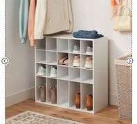 4 Tier Laminate Stackable Shoe Cubby White - Brightroom™: Shoe Rack Organizer, Holds 20 Pairs, Wood Laminate, Freestanding