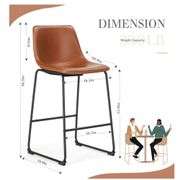 Sweetcrispy Counter Height Bar Stools Set of 3, Modern Counter Stool Faux Leather Barstools with Back, 26 inch Seat Height