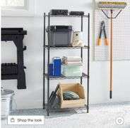 4 Tier Wire Shelving Black - Brightroom™: Steel Utility Storage, Adjustable Feet & Shelves, 350 lb Capacity, 54" Height