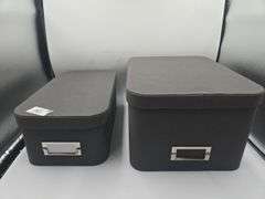 2 Gray Storage Containers 10"x13" & 8"x13"