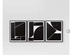 (Set of 3) 16" x 20" Alignment Framed Wall Canvas Set - Threshold™: Modern Geometric Digital Art, Sawtooth Back