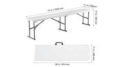 VEVOR Plastic Folding Bench, 6 FT Portable Folding Bench, Smooth HDPE Waterproof Outdoor Bench, Picnic Camping Dining Seat with Carrying Handle, for Garden Soccer Entertaining Activity, White (2 Pack)