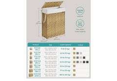 SONGMICS Slim Laundry Basket, 55L Synthetic Rattan Storage Basket with Lid and Handles, Wicker, Foldable, Removable Liners, for Blankets, Clothes, Laundry Room, Goose Yellow LCB164N01