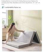 4 Inch Full Tri Folding Memory Foam Mattress for Camping Guest Bed, Washable Cover & Non-Slip Bottom, 75" x 54" x 4", Grey