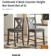 Caitbrook X Back Counter Height Bar Stool (Set of 2)