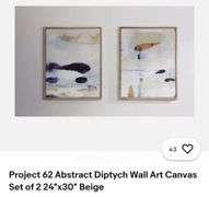 Read! Project 62 Abstract Diptych Wall Art Canvas Set of 2 24"x30" Beige