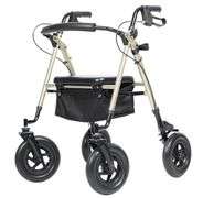 ELENKER All-Terrain Rollator Walker with 10” Rubber Wheels, Padded Seat & Backrest, Under-seat Basket for Seniors (Champagne)