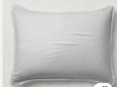 (3) Casaluna Standard Pillow Sham Heavyweight Linen Blend Raw Edge Light Gray Nwot