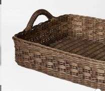 Rattan Decorative Tray with Leather Handles Dark Brown - Threshold™ designed with Studio McGee