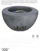 Kante Concrete Round Fire Table 25", 50000 BTU Outdoor Propane Fire Pit Table, Gas Fire Pits for Outside Patio, Smokeless Fire Pit and Outdoor Fire Pits, Natural Concrete