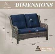 JOYSIDE

Brown Wicker Outdoor Patio Loveseat with Blue Cushions