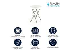 Flash Furniture Elon 32' Round Folding Bar Height Table for Parties and Commercial Events, Indoor/Outdoor Plastic Tall Round Table, White