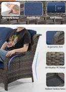 JOYSIDE

Brown Wicker Outdoor Patio Loveseat with Blue Cushions