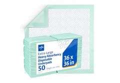 Medline Super Absorbent Underpad, 36" x 36", 50 Count, Extra Large Disposable Incontinence Pads, Protective Bed Pads, Chucks, For Kids, Adults, Elderly, Furniture & Surface Protection Pee Pad