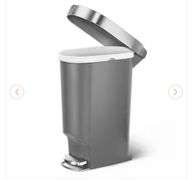 Simplehuman 40L Slim Liner Rim Step Kitchen Trash Can, Gray Plastic