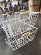 (2) Stacking Wire Laundry Basket with Wooden Handles