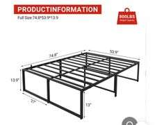 Garvee 13.9 Inch Full Size Metal Bed Frame Heavy Duty Metal Platform with Steel Slat Support with Metal King Bed Platform with Wooden Headboard and Footboard Noise Free No Box Spring Needed