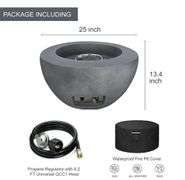 Kante Concrete Round Fire Table 25", 50000 BTU Outdoor Propane Fire Pit Table, Gas Fire Pits for Outside Patio, Smokeless Fire Pit and Outdoor Fire Pits, Natural Concrete