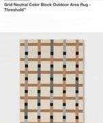 Grid Neutral Color Block Outdoor Area Rug - Threshold 5'x7'