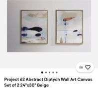 Project 62 Abstract Diptych Wall Art Canvas Set of 2 24"x30" Beige