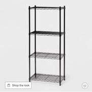 4 Tier Wire Shelving Black - Brightroom™: Steel Utility Storage, Adjustable Feet & Shelves, 350 lb Capacity, 54" Height