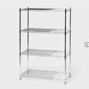 4 Tier Wide Wire Shelving Chrome - Brightroom™: Steel Utility Storage, Adjustable Feet & Shelves, 350 lb Capacity