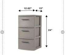 3 Drawer Medium Tower Dark Gray - Brightroom™: Plastic Storage Drawers, Portable Universal Storage, No Assembly Required