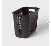 (6) Narrow Large Decorative Plastic Bin Black - Brightroom™: Modern Storage with Cut-Out Handles, 13" Cube Compatible