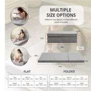 4 Inch Full Tri Folding Memory Foam Mattress for Camping Guest Bed, Washable Cover & Non-Slip Bottom, 75" x 54" x 4", Grey