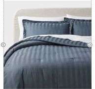 3pc Luxe Striped Damask Comforter and Sham Set - Threshold, Full/Queen