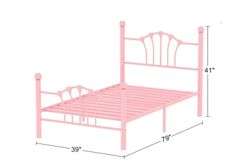 VECELO Twin Bed Frame with Headboard and Footboard, Modern Metal Platform Bed Frame for Bedroom, No Box Spring Needed, Noise Free, Easy Assembly, Pink