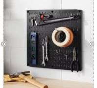 16" Square Metal Pegboard - Brightroom™: Wall & Garage Storage Organizer, Carbon Steel, Black, 100 lb Capacity