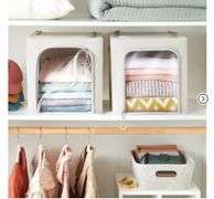 Set of 2 Zipper Fabric Storage Cubes Gray - Brightroom™