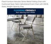 Flash Furniture Hercules Series Metal Folding Chair with Cushioned Seat, Fabric Upholstered Event Chair with 300-lb. Static Weight Capacity, Gray 2pc