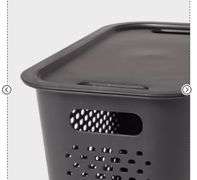 (6) Narrow Large Decorative Plastic Bin Black - Brightroom™: Modern Storage with Cut-Out Handles, 13" Cube Compatible