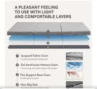 MLILY Tri-Fold Memory Foam Mattress, 4 inch Single Folding Mattress with Collapsible and Washable Cover, Travel and Guest Mat, 75"×25"×4", Grey