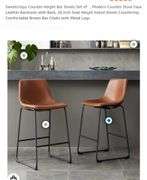 Sweetcrispy Counter Height Bar Stools Set of 3, Modern Counter Stool Faux Leather Barstools with Back, 26 inch Seat Height