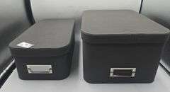 2 Gray Storage Containers 10"x13" & 8"x13"