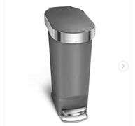 Simplehuman 40L Slim Liner Rim Step Kitchen Trash Can, Gray Plastic