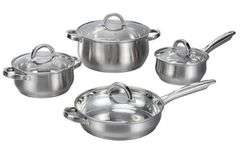 12-Piece Induction Ready Stainless Steel Cookware Sets with Glass Lid, Silver on Cookware Sets Stainless Steel